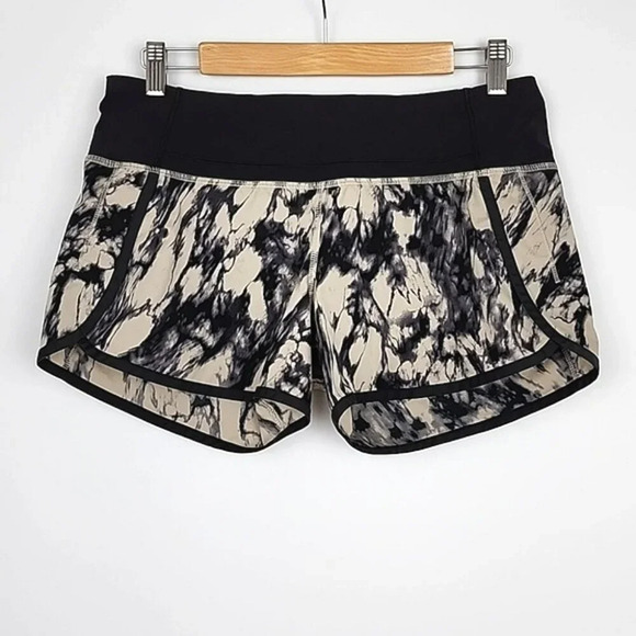 Lululemon Run Times Short Great Granite Black Mojave Tan Stretch 4" Inseam Sz 6 - Picture 5 of 15